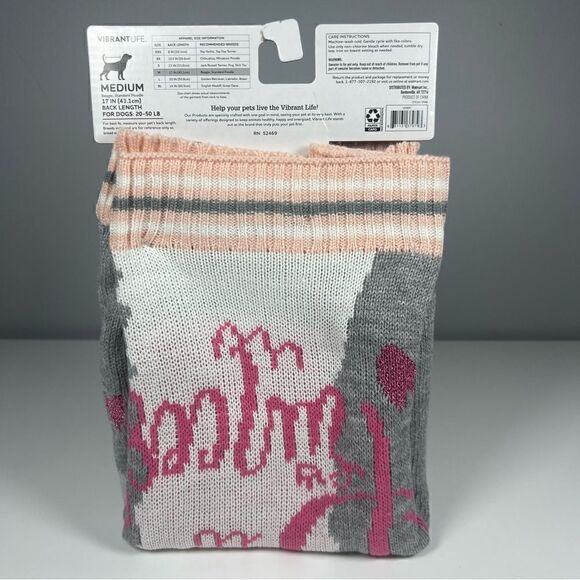 NEW Dog Princess Llama Grey & Pink Knit Sweater. Size Medium. - Picture 3 of 4